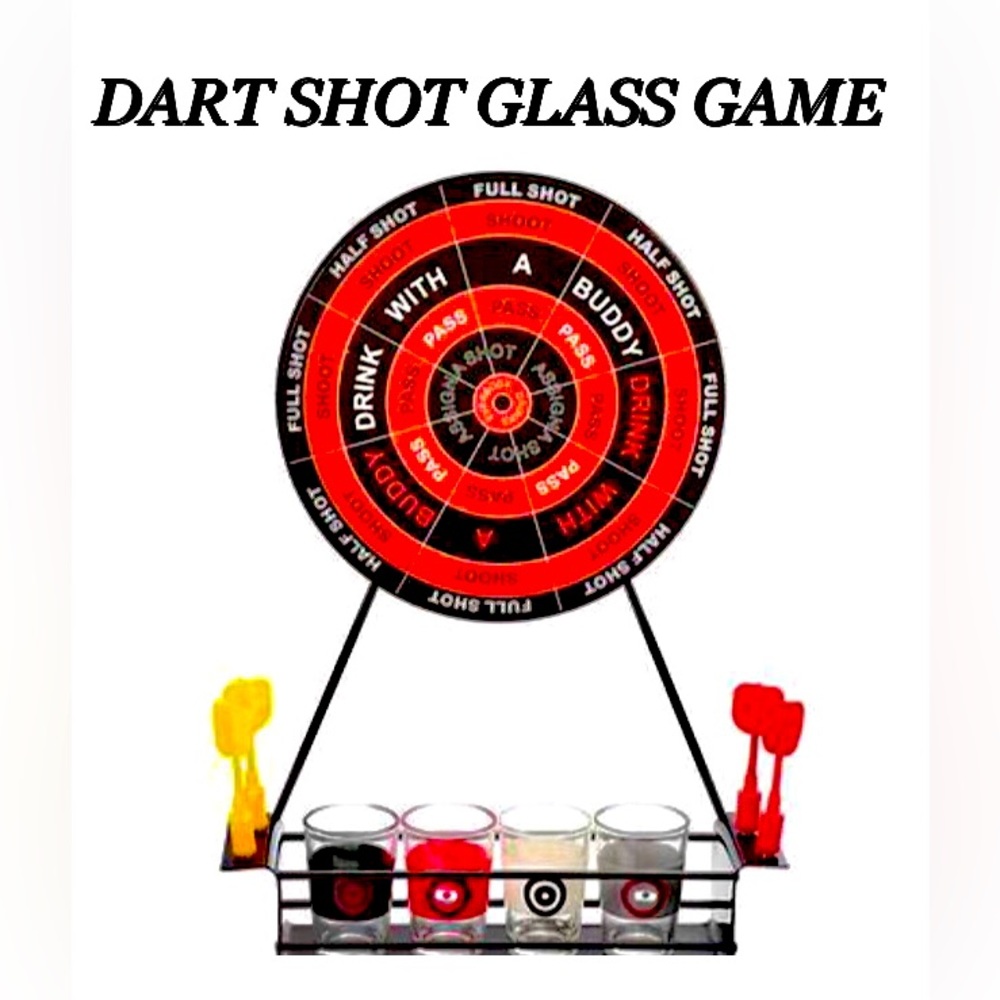 🛍MINI DART SHOTS glass Party Game set 1-4 players EUC